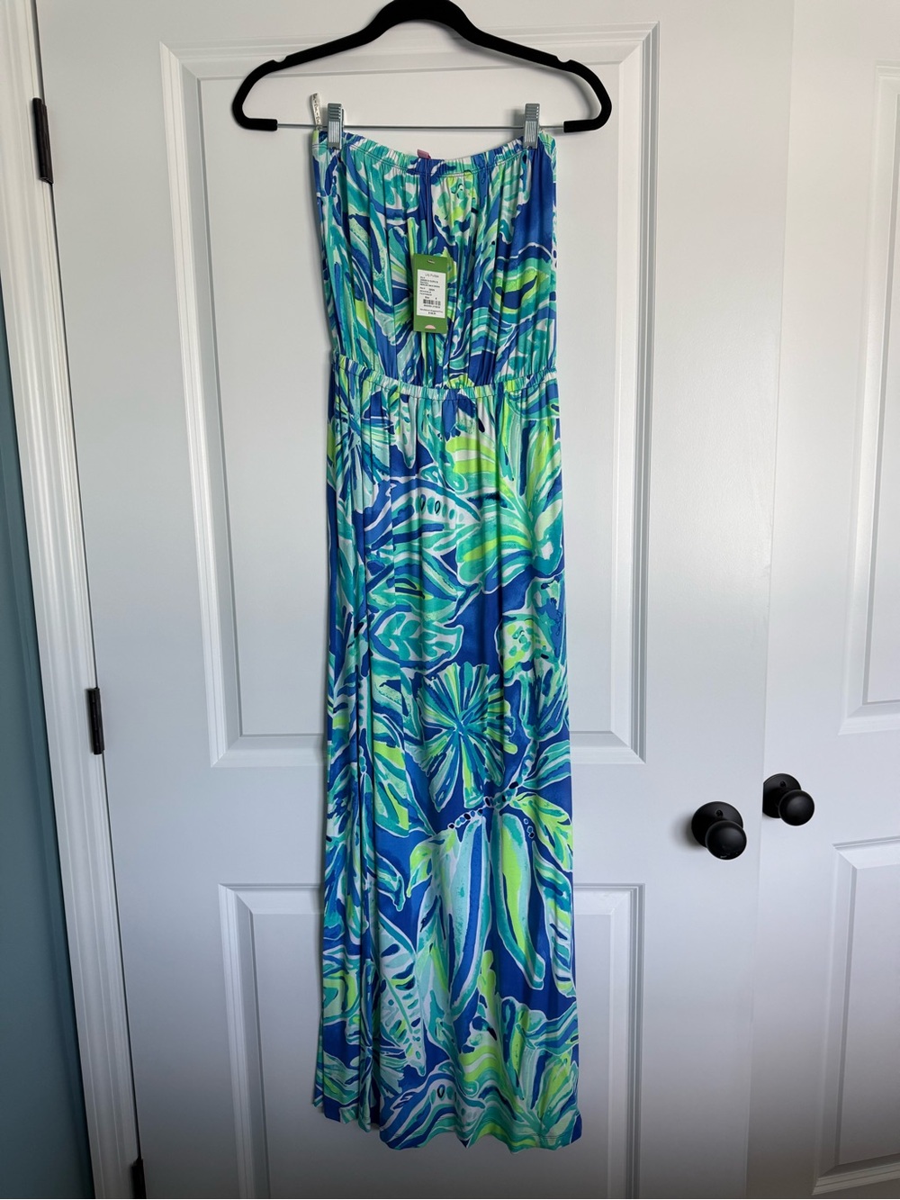Lilly Pulitzer Beckon Blue and Teal Palm Print Maxi Dress - Picture 2 of 4